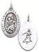 St. Christopher Sterling Silver Reversible Medal, Football (Front and Back Shown)