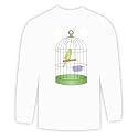Long Sleeve T-shirt with canary, fagelbur, domestic, parrot, parakeet, cage, tray, hanging, food, exotic, avian, bird, animal