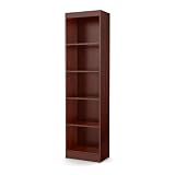 South Shore Axess Collection 5-Shelf Narrow Bookcase, Royal Cherry