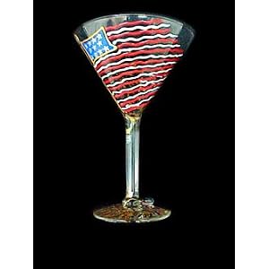 America's Flag Design - Hand Painted - Grande Martini - 10 oz. by