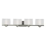 Quoizel PF8604ES Pacifica 6-1/2-Inch Bath Bar with Four Lights with Opal Etched Glass, with Wave Pattern, Empire Silver Finish