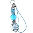 Gioielli Italy Aqua STRIPED Glass Bead Cell Phone Charm