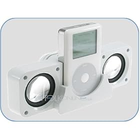 iTALKonline Portable Stereo Speakers For iPod 3G, iPod 4G, iPod Color, iPod Mini, iPod Nano, iPod Photo, iPod Shuffle, iPod Video, iPod Nano 2nd Generation with Mains Adapter - WHITE