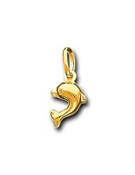 14K Yellow Gold Baby Dolphin Charm Pendant