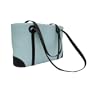 Leather Shopping Tote - Pastel Blue/Chocolate (Pastel Blue/Chocolate) (10.5"H x 16.5"W x 5"D)