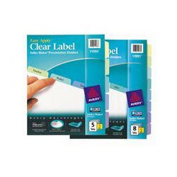 Avery 11992 Avery White Divider/Contempry Color 5-Tab Index Maker w/Clear Labels, 25 Sts/Box