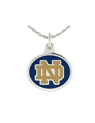 Notre Dame Fighting Irish ND Charm Pendant. Solid Sterling Silver with Enamel