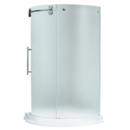 Vigo Industries VG6031CHMT40WL Frameless Round Frosted Enclosure, Chrome