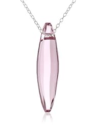 Sterling Silver Genuine Swarovski Elements Crystal Elongated Oval Drop Pendant Necklace, 18"
