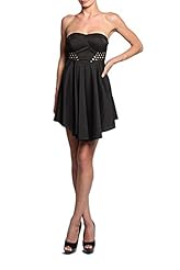 A-line Polyester/Spandex Sweetheart Corset   Waistline Open-Back Cutout Pleated Skater Dress 