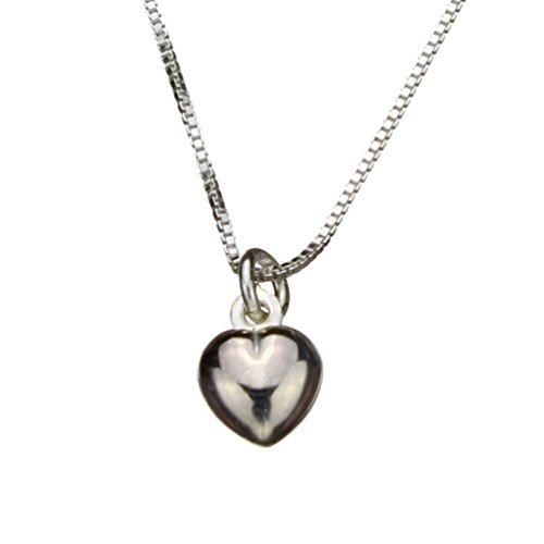 Sterling Silver Tiny Heart Charm 0.8mm Very Thin Box Link Nickel Free Chain Necklace Italy, 16″ Sterling Silver Tiny Heart Charm 0.8mm Very Thin Box Link Nickel Free Chain Necklace Italy, 16″