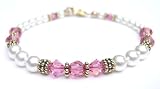 October Rose (LIGHT Pink Opal) Gold Filled Birthstone Swarovski Crystal Beaded Bracelets