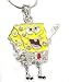 Cute Sponge Bob Square Pants Yellow Charm Necklace with Crystals
