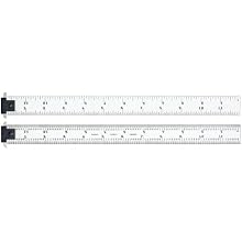 Starrett DH604R-12 Spring Tempered Steel Rule With Inch Graduations, Adjustable Double Hook, 4R Style Graduations, 12" Length, 1" Width, 3/64" Thickness