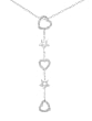 Sterling Silver Hearts and Stars Drop Necklace with 16 inch Rolo Necklace