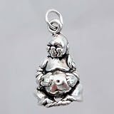 Small Buddha Three Dimensional Pendant or Charm in Sterling Silver, #11522
