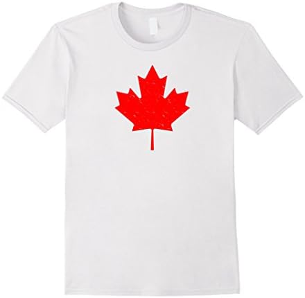 Men's Red Maple Leaf From Canadian Flag Cool Canada T-Shirt Large White