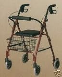 Medline Deluxe Folding Rollator with Basket and Padded Seat - Blue