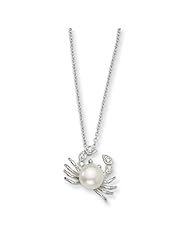 Sterling Silver CZ Freshwater Crab Pearl Necklace