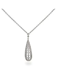 Sterling Silver Elegant CZ Teardrop Necklace