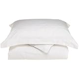 250 Thread Count Cotton Double Dobby Stripe Duvet Set, Twin, White by ZZ Home