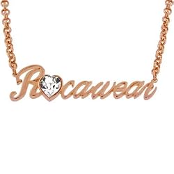 Rocawear Austrian Crystal Rose Gold Tone Script Necklace