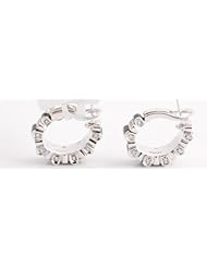 New ASPREY 18K White Gold, Diamond, and Onyx HOOP Earrings