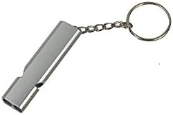 Dual Pipes High Pitch Super Loud Aluminum Outdoor Survival Camping Whistle Keychain Key Ring Pendants Ornament(Silver)