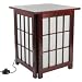 Asian - 19" Hokkaido Japanese End Table Nightstand Shoji Lamp / Lantern - CHERRY ROSEWOOD