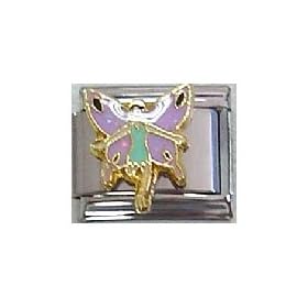 Clearly Charming Fairy with Purple Wings Italian Charm Bracelet Link