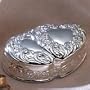 Vintage Godinger Silver Plated Double Heart Shaped Jewelry/Trinket Box #6000