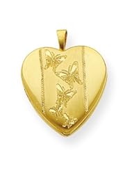 Genuine .925 Gold Plated Sterling Silver 16mm D/C Butterfly Heart Locket. 100% Satisfaction Guaranteed.