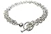 14K White and Yellow Gold Double Strand Link Bracelet with a Toggle Clasp, Enhanced with Bezel Set Diamonds.