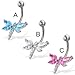 Jeweled dragonfly belly button ring, aquamarine - title=