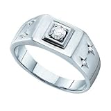 1/4 Carat Diamond 14k White Gold Men's Wedding Ring