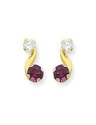 MadiK® 14K Yellow Gold Synthetic Amethyst February Birthstone Post Earrings