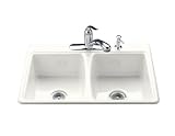 KOHLER K-5815-3-0 Deerfield Self-Rimming Kitchen Sink, White