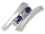 Image of 9ct White Gold Sapphire and Diamond Crossover Ring