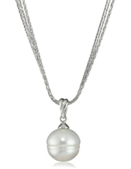 Honora "Tuxedo" White Freshwater Cultured Pearl Pendant Necklace on 5 Strand Sparkle Chain, 18"