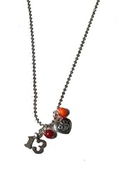 Sterling Silver Paw Print and 13 Charm Necklace
