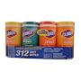Clorox 312 Disinfecting Wipes 4 Bottle Value Pack:1 Fresh Scent, 2 Lemon Fresh, 1 Orange Scent (78 Wipes Per Canister - 312 Wet Wipes Total)