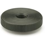 JW Winco Steel 12L14 Tapped Flat Nut, Knurled, Threaded Through Hole, M5 x 0.8 Thread Size x 5mm Thread Depth, 20mm Head Diameter (Pack of 1)