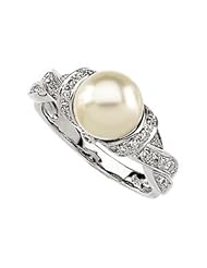 Ann Harrington Jewelry 14k White Gold Ct Tw Diamond And 6.5 mm Freshwater Cultured Pearl Ring