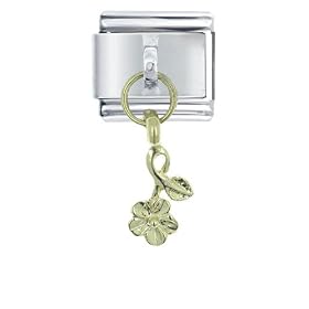 Golden Italian Charm Bracelet Dangle Flower Autumn Fashion Jewelry