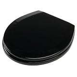 Buy Beveled Toilet Seat with Metal Hinges, Black by Ginsey