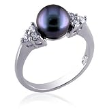 Bling Jewelry Sterling Silver Diamond CZ Gray Cultured Pearl Dress Ring-7