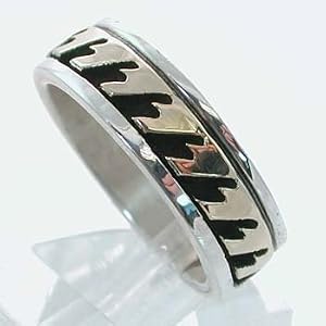 Southwestern Native American Handcrafted Rain Ring in 14 kt Gold and Sterling Silver by Skeets, size 5 1/2, #358