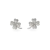 Eve's Addiction Good Luck Sterling Silver Pave CZ Shamrock Earrings