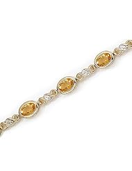 14K Yellow Gold Oval Citrine and Diamond Bracelet