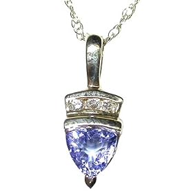10K Yellow Gold Trillion-Shape Marquise Tanzanite and Diamond Accent Pendant... by 